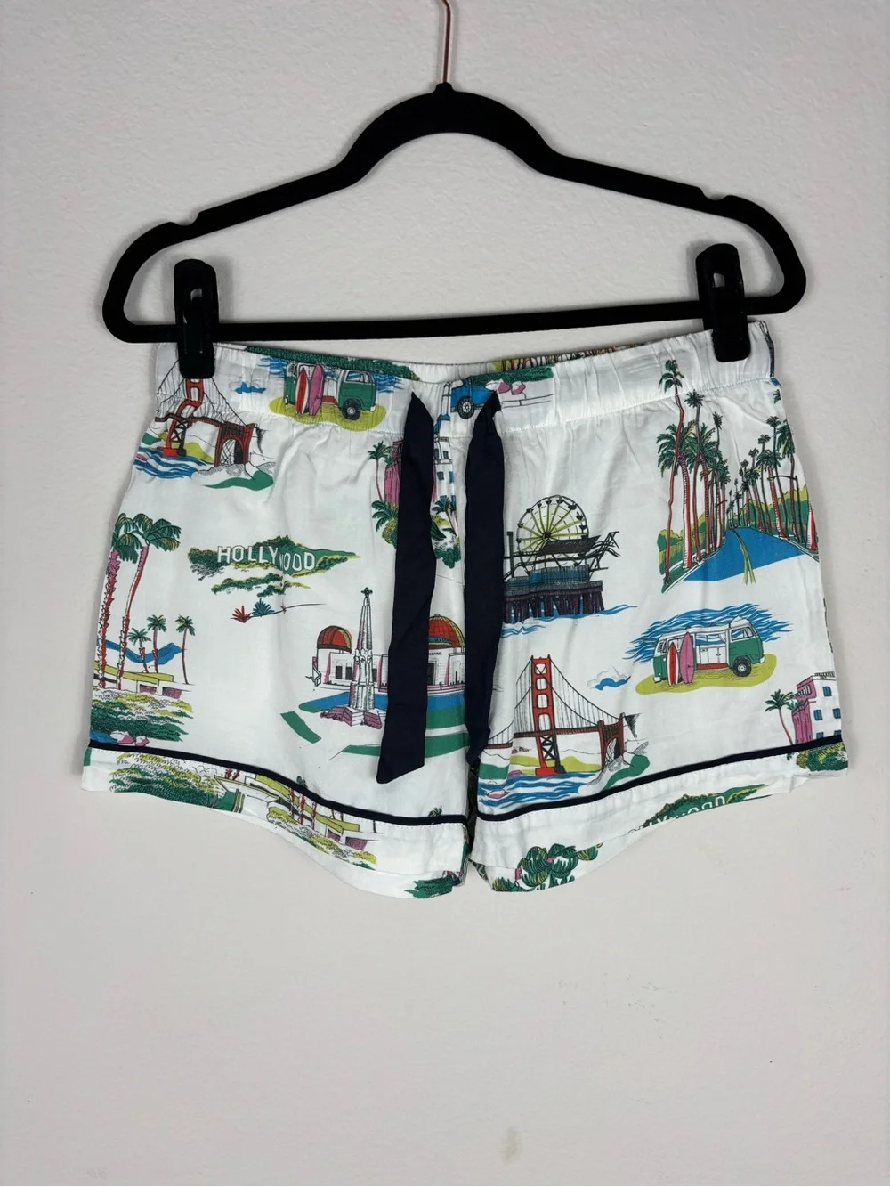 Katie Kime California Toile Pajama Short Set S Cotton Hollywood Golden Gate Surf - Picture 9 of 11